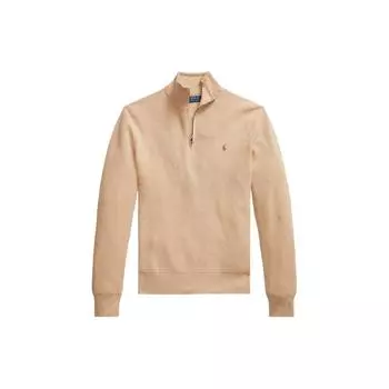 Polo Ralph Lauren FW23 Вышитый логотип с высоким воротом Повседневный вязаный свитер с длинным рукавом Мужской свитер Светло-коричневый 710932304-500 S
