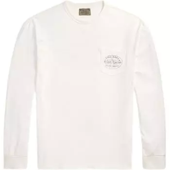 Polo Ralph Lauren FW24 Логотип Принт Круглый вырез Длинный рукав Футболка Мужские футболки Nivis-Island-Off-White MNPOTSH16820364-100 S