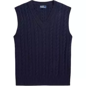 Polo Ralph Lauren FW24 ребристый трикотажный подол с V-образным вырезом жилет мужской топ охотник темно-синий MNPOSWE1CM20113-400 M