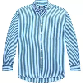 Polo Ralph Lauren FW24 Рубашка мужская в полоску однобортная свободного кроя с длинным рукавом синяя MNPOWOV16823656-400 S