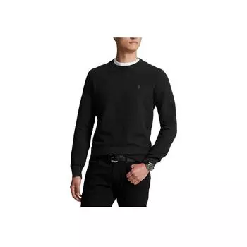 Polo Ralph Lauren FW24 С вышивкой логотипа Однотонный Вязаный свитер с круглым вырезом и длинным рукавом Мужской свитер Угольно-серый 710918163-005 M