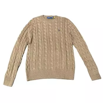 Polo Ralph Lauren FW24 Свитер с длинным рукавом кабельной вязки с вышивкой маленького пони Унисекс свитер Хаки MNPOSWE16821865-200 S