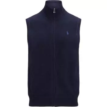 Polo Ralph Lauren FW24 Вышитый логотип пони на молнии Трикотажный жилет Мужские жилеты Темно-синие MNPOSWE1CM20108-410 S