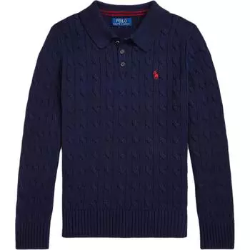 Polo Ralph Lauren FW24 Вышитый логотип с длинным рукавом Толстовка Детская толстовка Синяя 323951125-001 M
