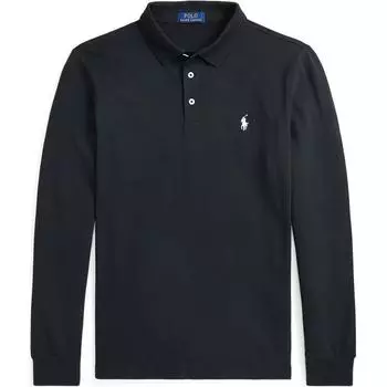 Polo Ralph Lauren FW24 вышитый логотип в рубчик Slim Fit с длинным рукавом рубашка поло мужские топы черный MNPOKNI16823927-410 M