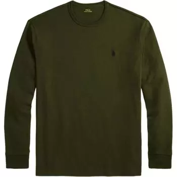 Polo Ralph Lauren Классический крой Хлопковое джерси Футболка с длинным рукавом Мужские топы Оливково-зеленый 710970697-004 S