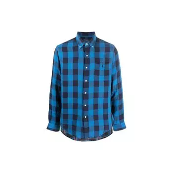Polo Ralph Lauren клетчатая рубашка на пуговицах с длинным рукавом мужские рубашки синего цвета 710922250-002 M