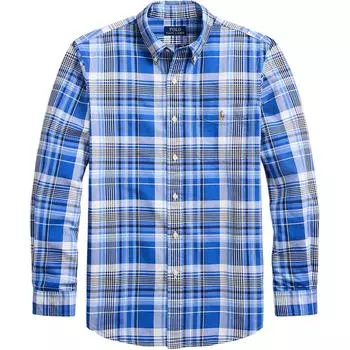 Polo Ralph Lauren Клетчатая рубашка с логотипом Slim Fit с длинным рукавом Мужские рубашки Синяя 710945321-001 S