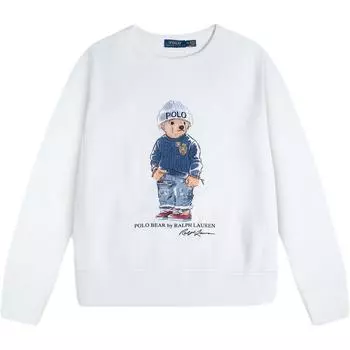 Polo Ralph Lauren Круглый вырез с рисунком медведя Флисовая толстовка Женская толстовка Белая 211769528-001 XS
