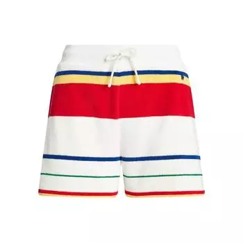 Polo Ralph Lauren Летние шорты с полосатым принтом, эластичным поясом на кулиске, женские шорты, белые, 211924262-001 L