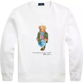 Polo Ralph Lauren Letter Bear Print Футболка с длинным рукавом для мужчин, топы, белая 710953718-004 XL