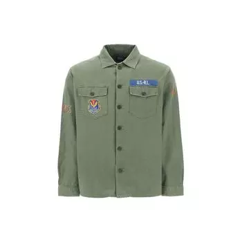 Polo Ralph Lauren Letter однобортная рубашка с длинным рукавом мужские рубашки зеленые 710908715OLOVE M
