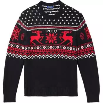 Polo Ralph Lauren Letter Print Pattern Crew Neck Loose Fit Pullover свитер мужской свитер черный 710919623-001 M