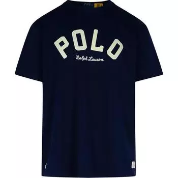 Polo Ralph Lauren Letter Print Round Neck Свободный крой с коротким рукавом Футболка Мужская Топы Синий 710952043-001 S