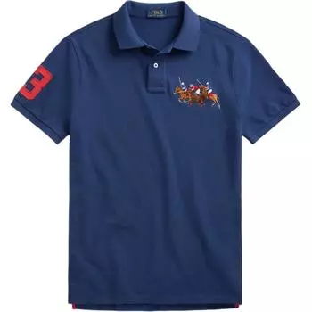 Polo Ralph Lauren Logo Embroidered Slim Fit Polo Shirt Short Sleeve Мужские топы Clear-Water-Blue MNPOKNI1N821113-410 XS
