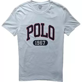 Polo Ralph Lauren Logo Letter And Number Printed Футболка с круглым вырезом и коротким рукавом для мужчин, белые топы 710796090-002 XS