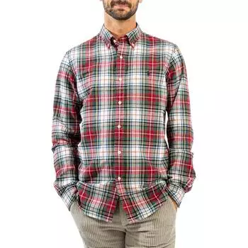 Polo Ralph Lauren Logo Plaid Однобортная рубашка с длинным рукавом Мужские рубашки Красная 710953707-001 M