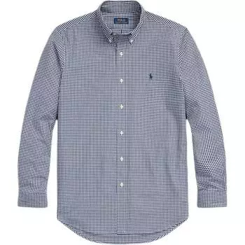 Polo Ralph Lauren Logo Plaid Print Однобортная рубашка с длинным рукавом Мужские рубашки Синий 710929342-001 L