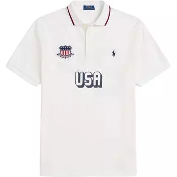 Polo Ralph Lauren Logo Polo Shirt With Button Short Sleeve Men tops White 710944666-001 XL