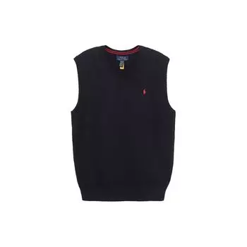 Polo Ralph Lauren Logo Pony вышитый V-образный вырез пуловер детский топ черный 323702300-021 S