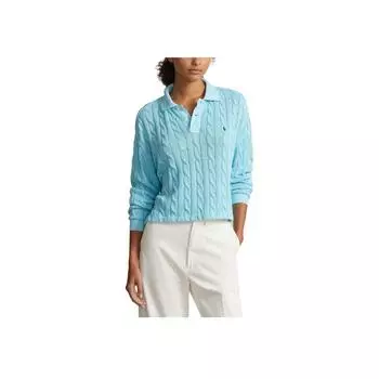 Polo Ralph Lauren Logo Print Long Sleeve Sweeper Women Sweeper Turquoise 211943011-002 S