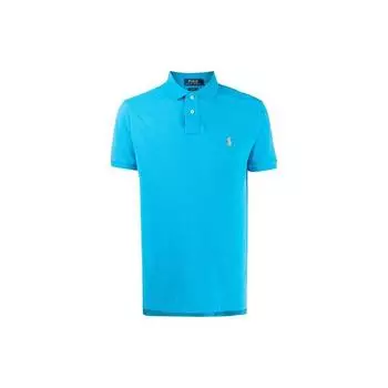 Polo Ralph Lauren Logo Print Short Sleeve Polo Shirt Men tops Blue 710795080023 L