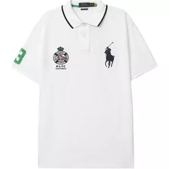 Polo Ralph Lauren Logo Print Slim Fit Mesh Рубашка поло с коротким рукавом Мужская белая 710835744-002 XS