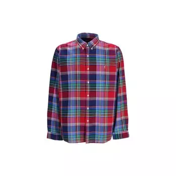 Polo Ralph Lauren Logo Вышитая клетчатая однобортная рубашка с длинным рукавом Мужские рубашки Многоцветный 710922319001 XS