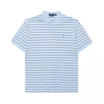 Polo Ralph Lauren Logo Вышитые полосатые пуговицы свободный крой короткий рукав поло мужские рубашки поло синий 710869588-001 S