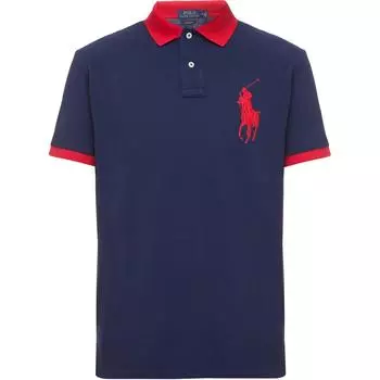 Polo Ralph Lauren Logo Вышитые вертикальные пуговицы Прямой крой Короткий рукав Рубашка поло Мужские рубашки поло Синий 710752866-001 S