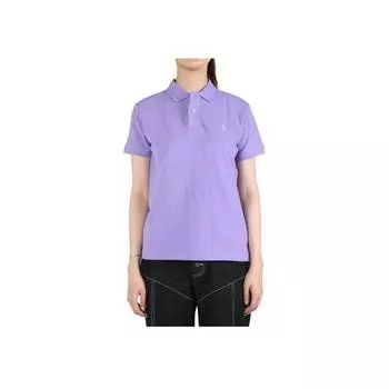 Polo Ralph Lauren Logo Вышитый короткий рукав Прямой покрой Поло Рубашка Женские топы Фиолетовый 211506471-118 S
