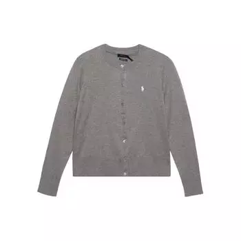 Polo Ralph Lauren Logo Вышитый однобортный свитер с длинным рукавом Женский свитер Серый 211702649-006 M