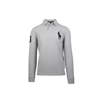 Polo Ralph Lauren Logo Вышитый Повседневный Длинный Рукав Поло Рубашка Мужская Топы Серый 710671951-001 L