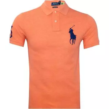 Polo Ralph Lauren Logo Вышитый свитер Прямой покрой Рубашка поло с коротким рукавом Мужские рубашки поло Оранжевый 710697457-061 M