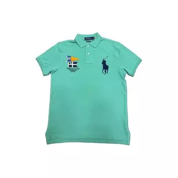 Polo Ralph Lauren Логотип Печать Пуговицы Короткий рукав Поло Рубашка Мужская Топы Зеленый 710871318-002 S