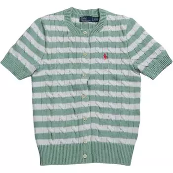 Polo Ralph Lauren Логотип Приталенный Краткий рукав Вязаный топ Женские топы Зеленый 211965757-001 S