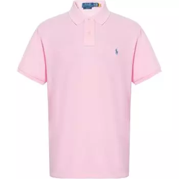 Polo Ralph Lauren Логотип Вышитый Узор Пуловер Рубашка Поло с Коротким Рукавом Мужские Рубашки Поло Розовые 710795080-004 S