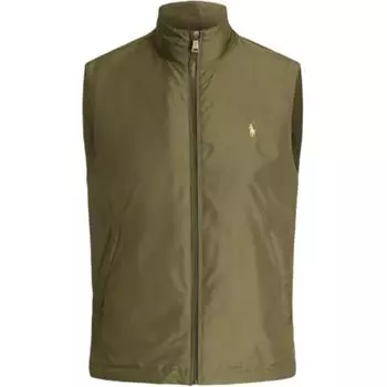 Polo Ralph Lauren Логотип Вышитый Воротник-стойка Молния Без рукавов Жилет Мужской жилет Оливковый 710961832-002 M