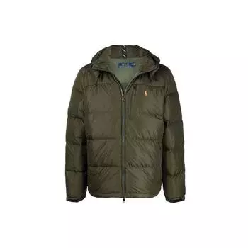 Polo Ralph Lauren логотип вышитый однотонный гусиный пух теплая куртка с капюшоном на молнии мужская куртка зеленая 710810936-004 L