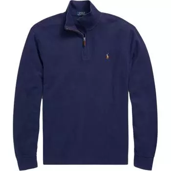 Polo Ralph Lauren Маленький логотип Pony вышитый полумолнией трикотажный свитшот с длинным рукавом мужской свитшот темно-синий MNPOKNI16820139-410 XL
