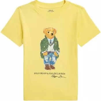Polo Ralph Lauren Медведь Письмо Принт Круглый вырез Короткий рукав Футболка Детские Топы Желтый 323853828-031 L