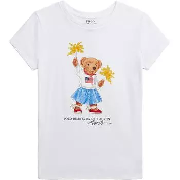 Polo Ralph Lauren Мультяшное Аниме Пуловер с Круглым Вырезом Футболка с Коротким Рукавом Детские Топы Белый 313942856-001 XL