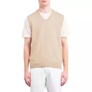 Polo Ralph Lauren Мужской трикотажный жилет с V-образным вырезом и вышивкой логотипа маленькой пони, бежевый 710742839-004 M