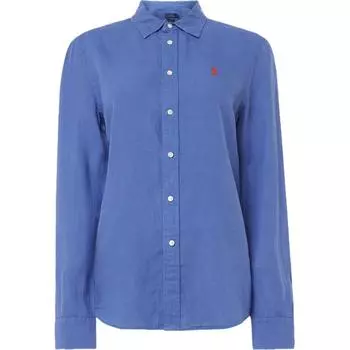 Polo Ralph Lauren однобортная рубашка поло с вышитым узором пони, свободная, с длинным рукавом, женские рубашки синего цвета 211732637-001 S