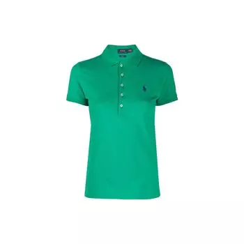 Polo Ralph Lauren однобортная рубашка-поло с коротким рукавом, однотонная, облегающая, повседневная, женские топы, цвет «травянисто-зеленый» 211870245-026 XXS