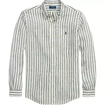 Polo Ralph Lauren Однобортная рубашка с длинным рукавом в полоску Мужские рубашки Зеленый 710969636-001 L