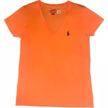 Polo Ralph Lauren Однотонная футболка-пуловер с вышивкой логотипа, с короткими рукавами, женская, оранжевая 211682523-084 M