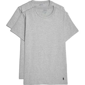 Polo Ralph Lauren Однотонная футболка с рубчиком, с круглым вырезом и коротким рукавом, 2 штуки, мужские топы, серый 714835960-003 XL
