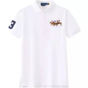 Polo Ralph Lauren Однотонная хлопковая рубашка поло с вышивкой логотипа, с коротким рукавом, мужская, топы 710953509-001 S