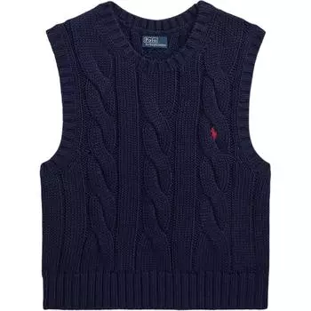 Polo Ralph Lauren Однотонная майка без рукавов с вышивкой логотипа, приталенная, женская, топы, темно-синий 211959295-002 L